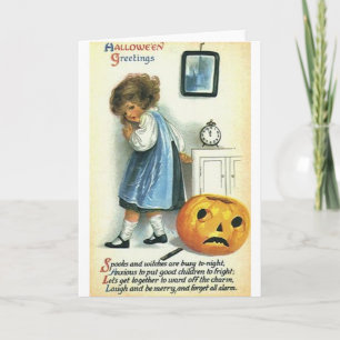 Little Girl and Pumpkin Card