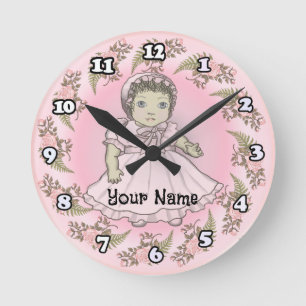 Little Girl Baby Doll  Round Clock
