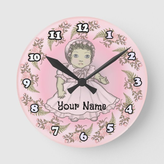 Little Girl Baby Doll  Round Clock (Front)