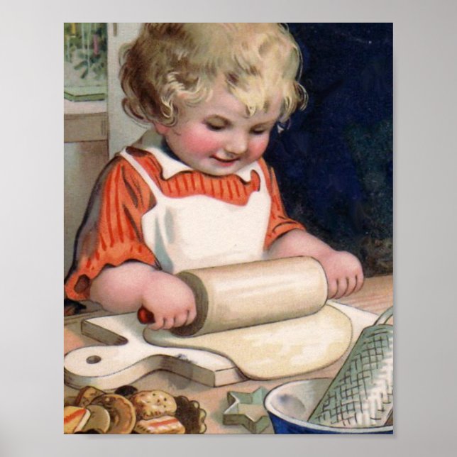 Little Girl Baking Cookies Poster (Front)