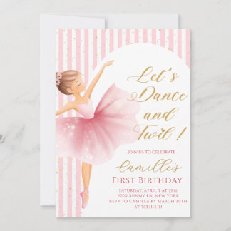  Little Girl Ballerina birthday Party Invitation