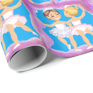 Little Girl Ballet Dancers With Purple Frame Wrapping Paper