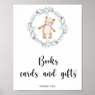 Little girl bear books cards and gifts poster