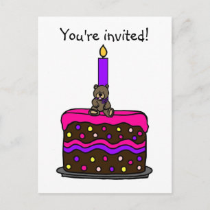 little girl birthday party invitation postcard