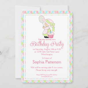 Little Girl Birthday Party Invite Country Girl d1