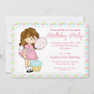 Little Girl Birthday Party Invite Girly Girl d4