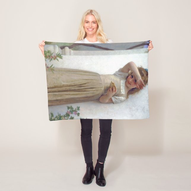 Little Girl, Bouguereau Fleece Blanket (In Situ)