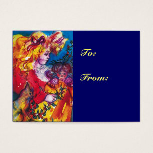 LITTLE GIRL,CAT,PRETTY DOLL Blue Christmas Gift