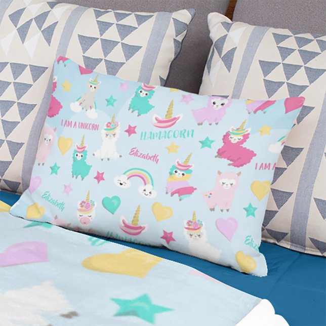 Little Girl Cute Llamacorn Pastel Pattern Decorative Cushion (Creator Uploaded)