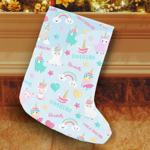 Little Girl Cute Llamacorn Pastel Pattern Small Christmas Stocking