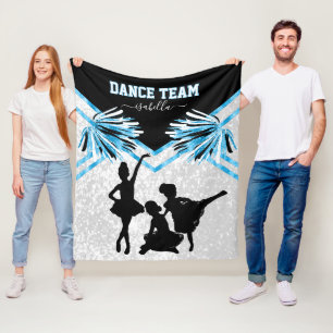 Little Girl Dance Team Black, White and Baby Blue  Fleece Blanket