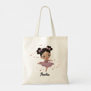 Little Girl Dancing Ballerina w/Bows, Rose Gold Tote Bag