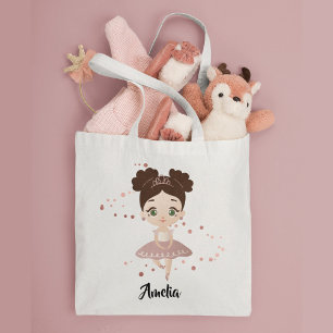 Little Girl Dancing Ballerina w/Crown, Rose Gold Tote Bag