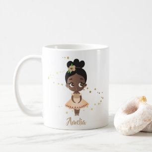 Little Girl Dancing Ballerina w/Flower, Gold Coffee Mug