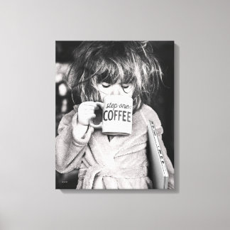 Little Girl Drinking Coffee Canvas Print