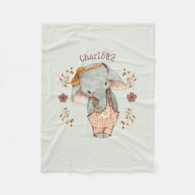 Little Girl Elephant  Fleece Blanket (Front)