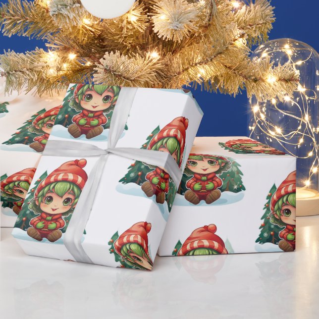 Little Girl Elf Xmas Magic Wrapping Paper (Holidays)