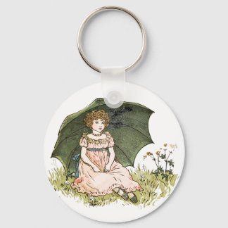 Little girl enjoy it the summer fields  key ring