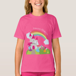 Little Girl Fairy Princess with Rainbow and Castle T-Shirt