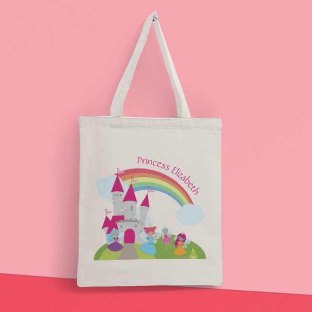 Little Girl Fairy Princess with Rainbow and Castle Tote Bag (Creator Uploaded)