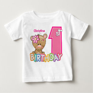 Little Girl First Birthday Teddy Bear Baby T-Shirt