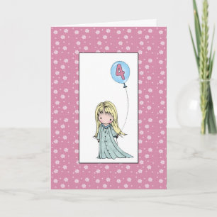 Little Girl Four Year Old Birthday Card