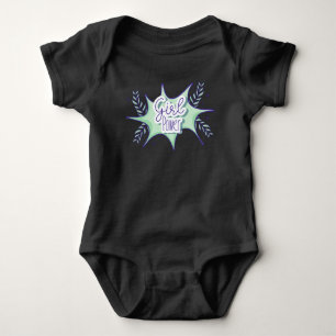 Little girl, girl power baby black bodysuit