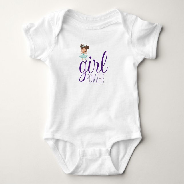 Little girl, girl power baby white bodysuit (Front)