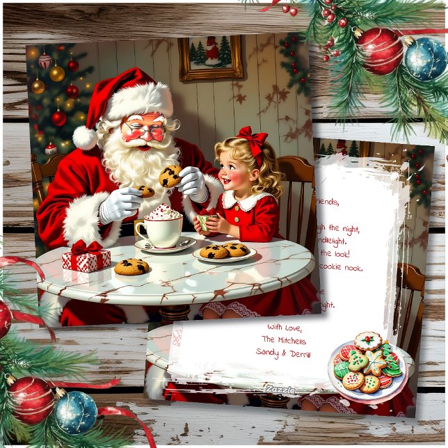 Little Girl Giving Santa a Gift Christmas Holiday Card (Creator Uploaded)
