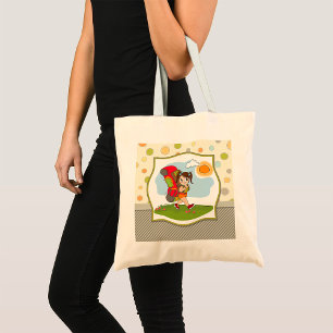 Little Girl Hiking with Backpack Kids Adventure Tote Bag