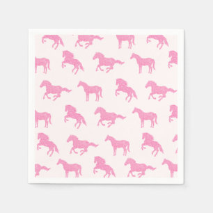 Little Girl Horse Lover Pink Glitter Birthday Napkin