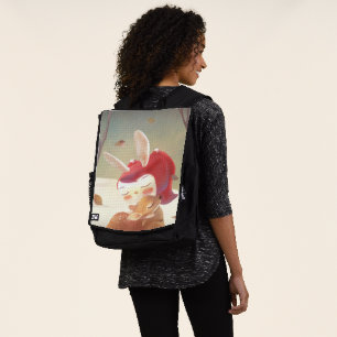 Little Girl Hugging Deer Backpack