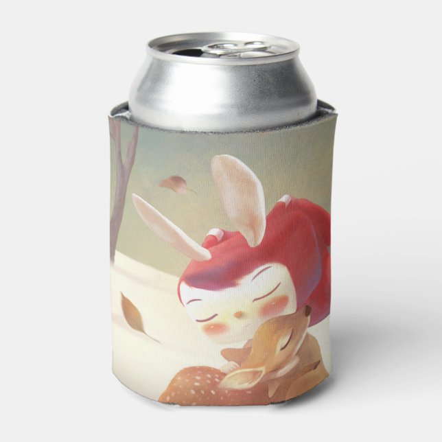 Little Girl Hugging Deer Can Cooler (Can Front)