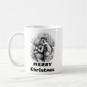Little girl Hugging Santa Claus Christmas Art Coffee Mug