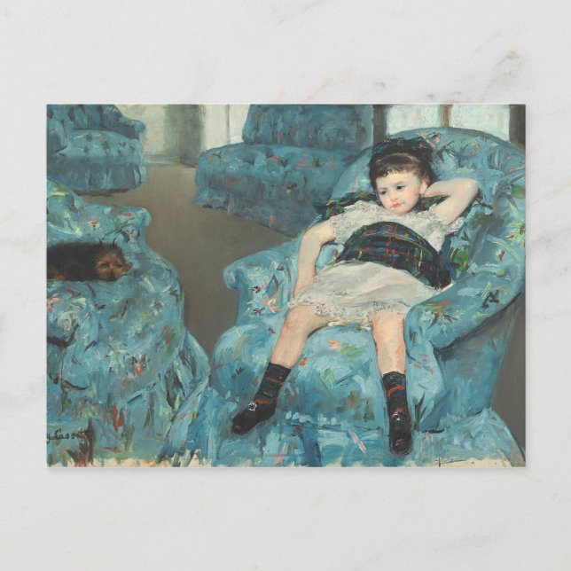 Little Girl in a Blue Armchair, 1878 (oi Postcard (Front)