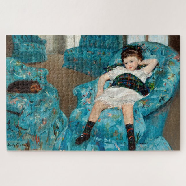 Little Girl in a Blue Armchair by Mary Cassatt Jigsaw Puzzle (Horizontal)