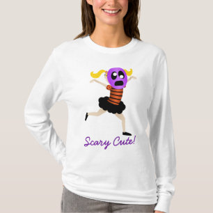 Little Girl in a Halloween Mask "Scary Cute" Shirt