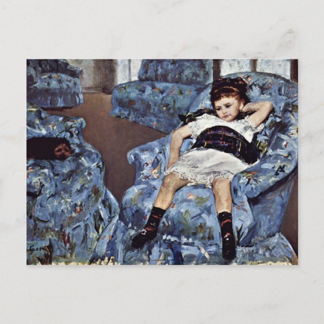 Little Girl In Blue Armchair By Cassatt Mary (Best Postcard (Front)