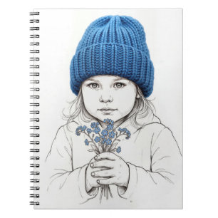 Little Girl In Blue Hat 3-Dimensional Sketch Notebook