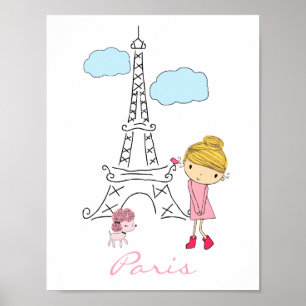 Little Girl in Paris Poster personalised