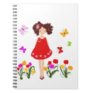 Little girl in the garden notebook