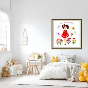 Little girl in the garden poster
