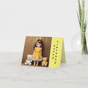 LITTLE GIRL in YELLOW BIRTHDAY CARD