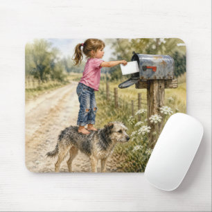 Little Girl Mailing a Card Mouse Pad