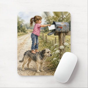 Little Girl Mailing an Envelope Mouse Pad