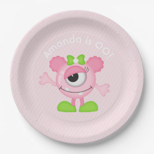 Little Girl Monster themed Party personalised Paper Plate