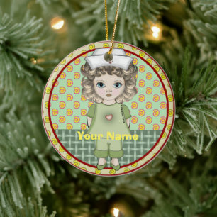 Little girl nurse  ceramic tree decoration