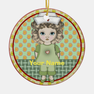 Little girl nurse  ceramic tree decoration
