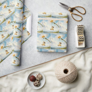 Little Girl on a Daisy Swing Wrapping Paper