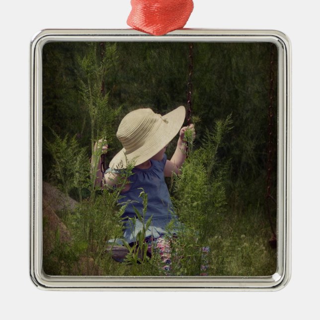Little Girl on a Swing Metal Tree Decoration (Front)